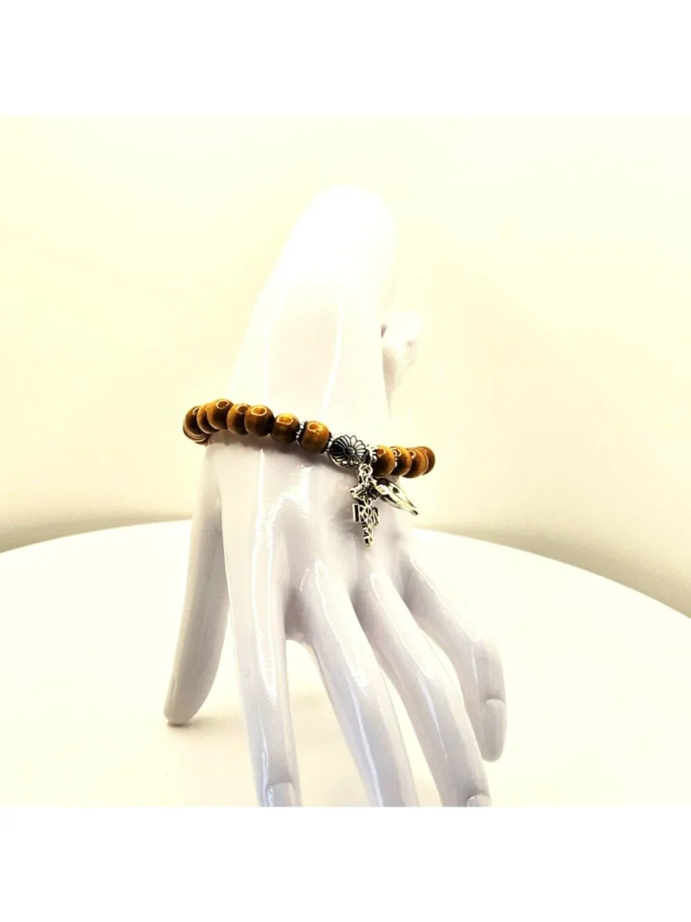 Nurse Charm Wood Bead Bracelet, RN Gift for Nurse, Medical Bracelet for Women